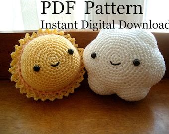 Instant Digital Download PDF Crochet Pattern Sun & Cloud