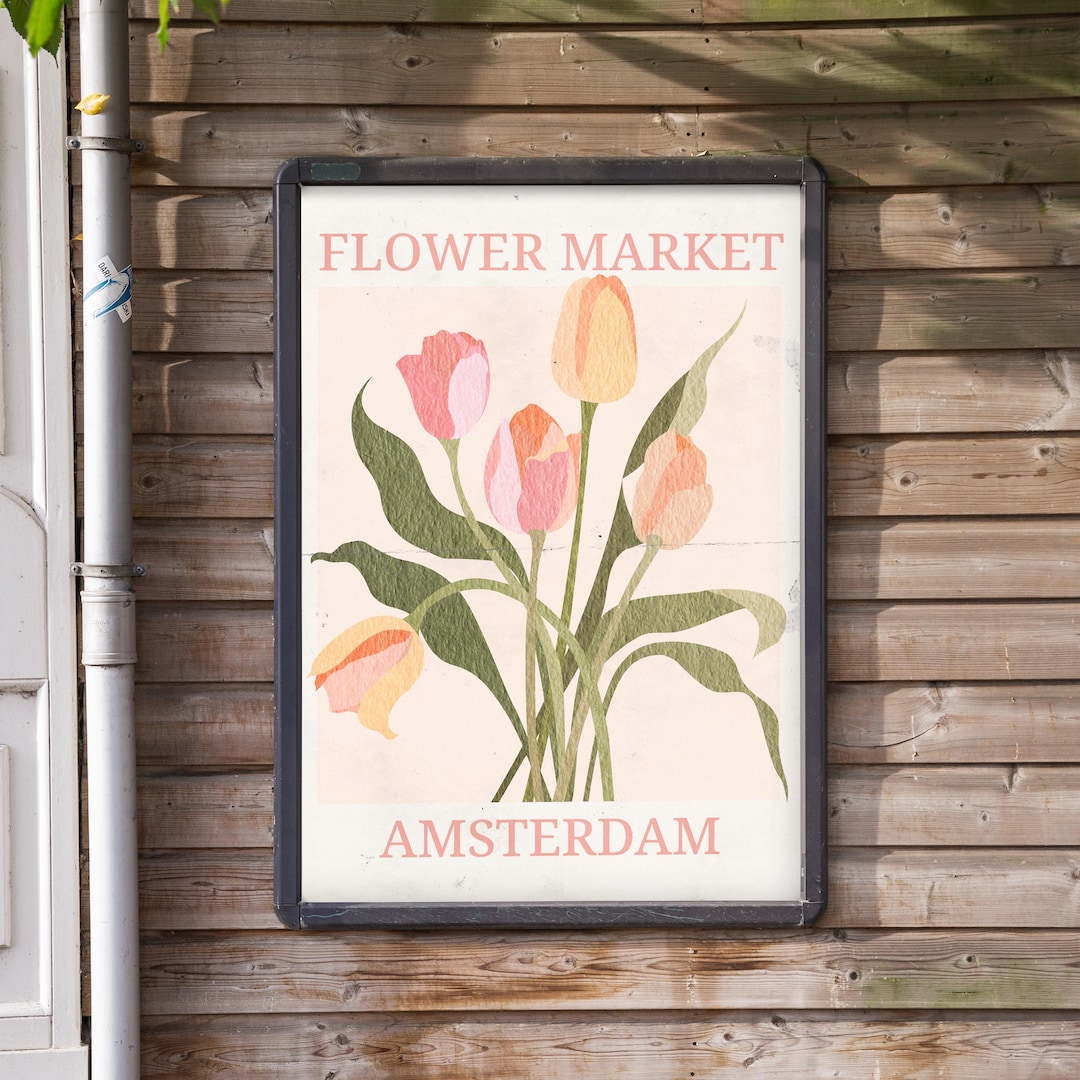 Amsterdam Flower Market Poster: Holland Tulips Botanical Art - Etsy