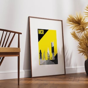 MCR Wall Art | Manchester poster | Manchester skyline | Hacienda themed Mancunian Wall Art featuring iconic Manchester buildings