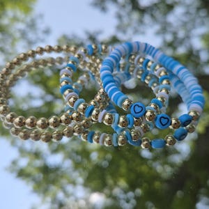 Heart Detail Beaded Bracelets Stack (Sold Together)