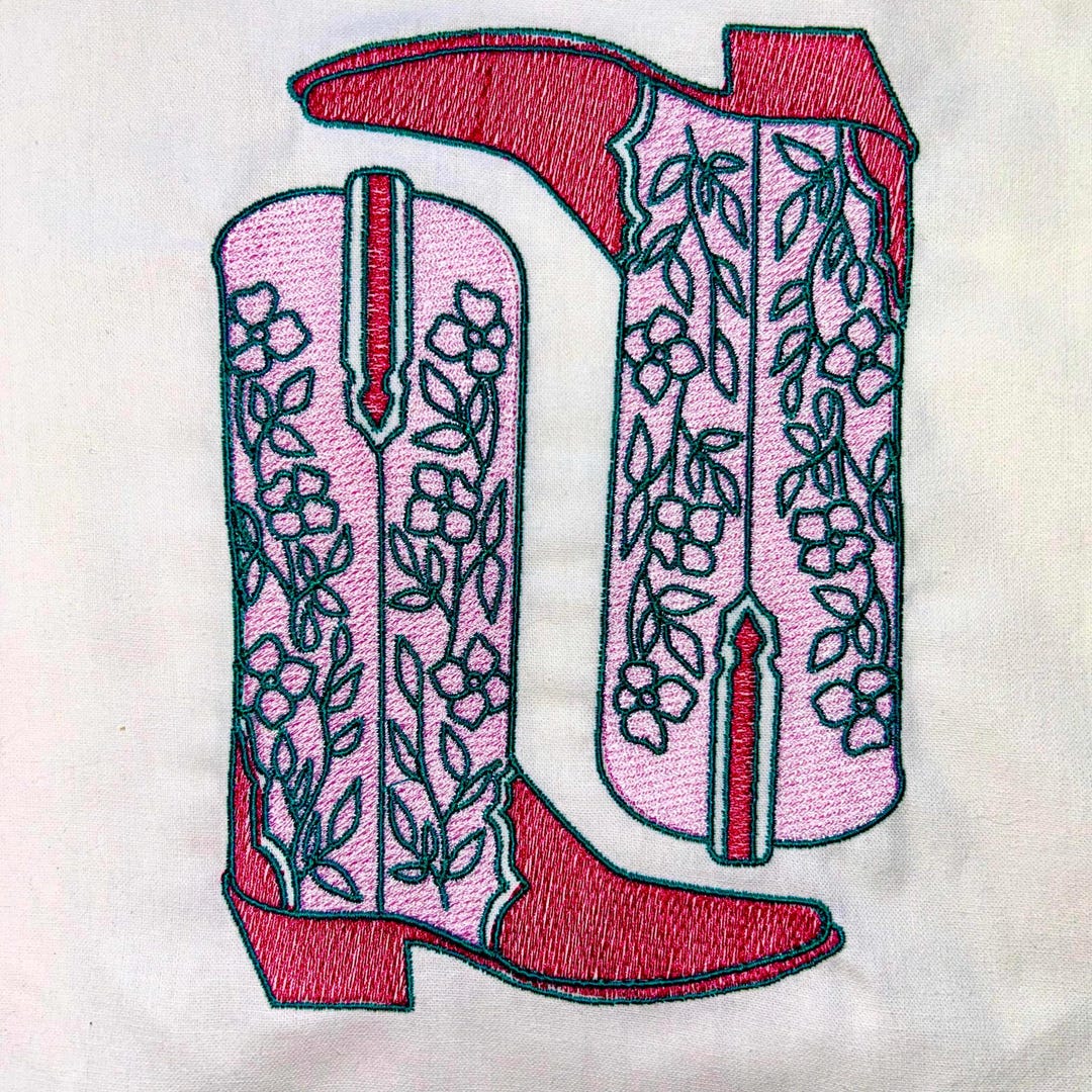 Cowboy Boot Machine Floral Cowboy Boot Embroidery Design | Western Boots Machine Embroidery ...