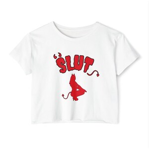 Red Devil 'SLUT' Graphic Women's Festival Crop Tee