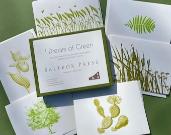 I Dream of Green. An assortment of set of 6 letterpress cards.