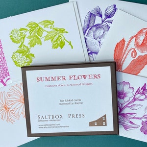 Summer Flowers, An assortment of 6 letterpress cards.