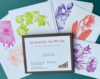 Summer Flowers, An assortment of 6 letterpress cards.