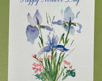 Blue Iris, Watercolor, Mother's Day