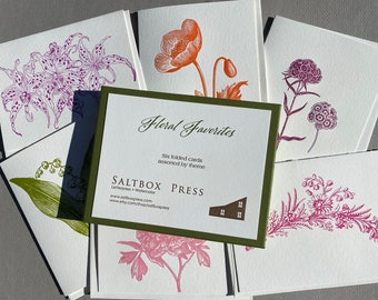 Floral Favorites, An assortment of 6 letterpress cards.