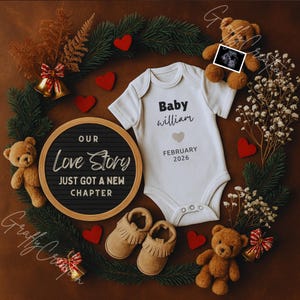 Valentines Day Pregnancy Announcement Digital, February Gender Neutral Baby Reveal, February 2026 Baby Reveal, Baby Announcement Template