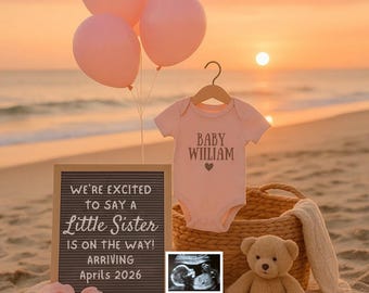 Baby Sister Pregnancy Announcement | Little Sister Reveal | Baby Number 2 Coming Soon |  Baby Reveal Template Pregnancy Announcement