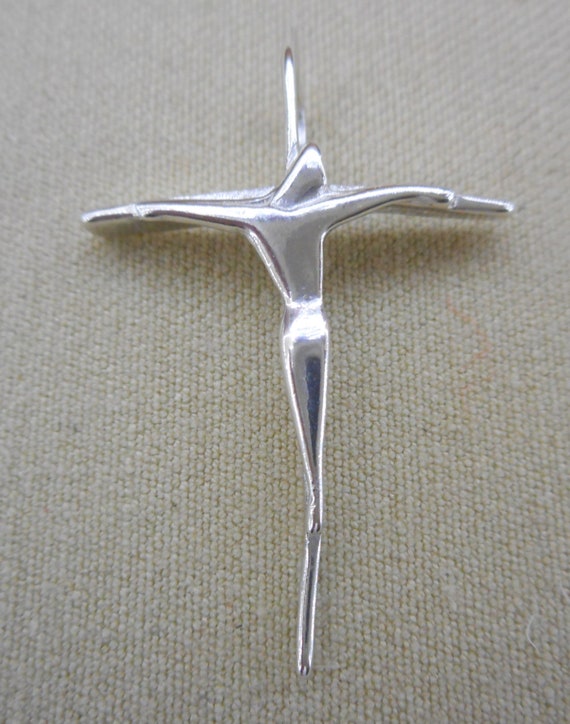 Modern Sterling Silver Crucifix Cross Charm Penda… - image 5