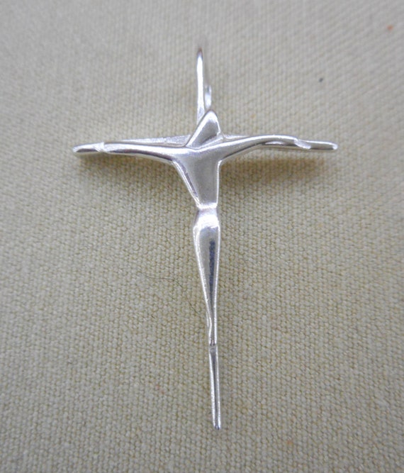Modern Sterling Silver Crucifix Cross Charm Penda… - image 3