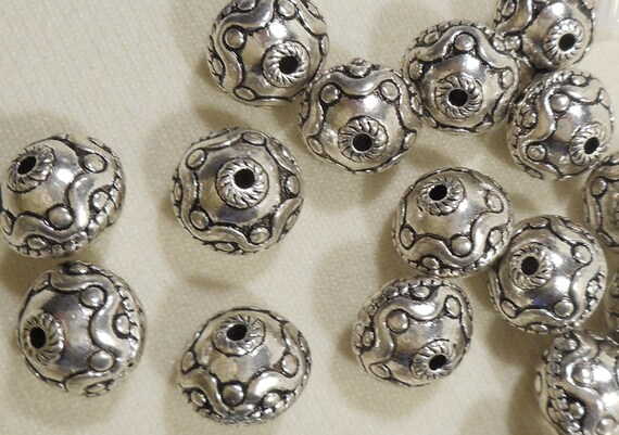 Tibetan Silver Double Sided Beads Charm Retro Spacer Jewelry Findings 15x4mm