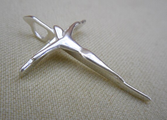 Modern Sterling Silver Crucifix Cross Charm Penda… - image 4