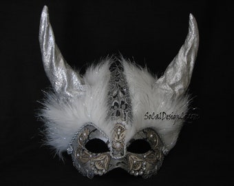 Masquerade Ball Mask, Masquerade Mask, Horns, Fantasy Mask, Renaissance Mask, Halloween Mask, Venetian Mask, Larp Costume, Custom Mask
