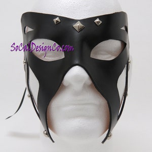 Mens Masquerade Mask Black Leather Mask Halloween Mask Masquerade Mask Leather Masks Venetian Mask Black Leather Mask image 2