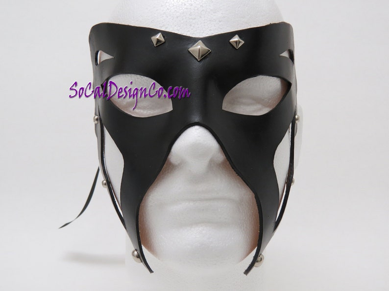 Mens Masquerade Mask Black Leather Mask Halloween Mask Masquerade Mask Leather Masks Venetian Mask Black Leather Mask image 2