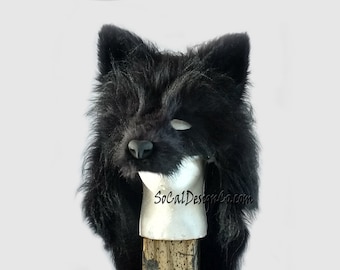 Black Wolf Mask, Realistic Wolf Mask, Custom Wolf Mask, Commissioned Wolf Mask, Wolf Costume Mask, Halloween Mask, Wolf Masquerade Mask
