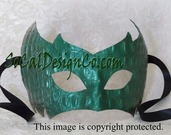 Mens Masquerade Mask - Green - Leather Mask - Halloween Mask - Masquerade Mask - Leather Masks – Venetian Mask – Green Leather Mask