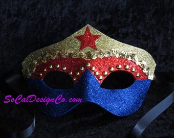 Superhero, Leather Mask, Womans Masquerade Mask, Gold Mask, Hero Mask, Masquerade Mask, Glitter Masks, Venetian Mask