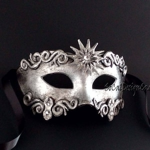 Mens Masquerade Mask, Roman Mask, Masquerade Mask Men, Gladiator Mask, Italian Mask, Warrior Mask, Masquerade Ball Mask, Silver Mask