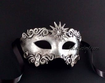 Mens Masquerade Mask, Roman Mask, Masquerade Mask Men, Gladiator Mask, Italian Mask, Warrior Mask, Masquerade Ball Mask, Silver Mask