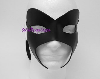 Mens Masquerade Mask - Black - Leather Mask - Halloween Mask - Masquerade Mask - Leather Masks – Venetian Mask – Black Leather Mask