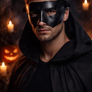 Black Leather Masquerade Mask  - Halloween Mask