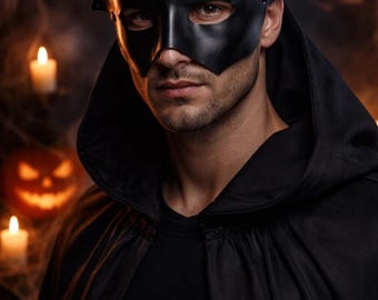 Black Leather Masquerade Mask  - Halloween Mask