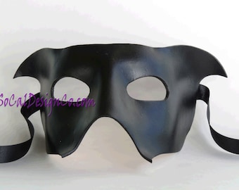 Mens Masquerade Mask - Black - Leather Mask - Halloween Mask - Masquerade Mask - Leather Masks – Venetian Mask – Black Leather Mask