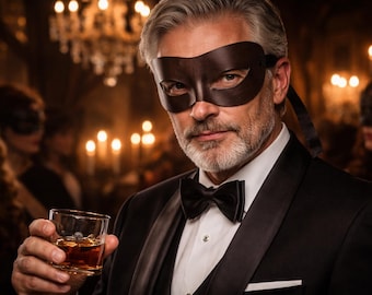 Handmade Brown Leather Masquerade Mask, Colombino Style