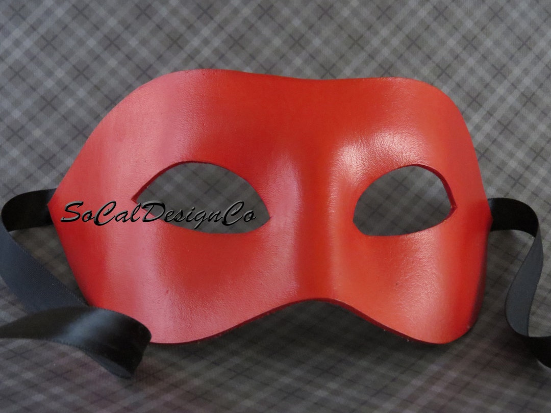 Red Leather, Masquerade Mask, for Men, Leather Mask, Halloween Mask