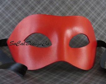 Red Leather, Masquerade Mask, For Men, Leather Mask, Halloween Mask, Leather Masks, Venetian Mask, Red Leather, Mask, Halloween, Costume