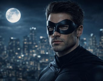 Leather Mask - Black Masquerade Mask for Men - Hero Style Costume Mask - Venetian Masquerade Ball Mask - Halloween Cosplay