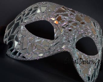 Halloween Mask, Mirror Mask, Mirror Masquerade Mask, Woman Mask, Mask for Man, Real Mirror Mask, Mosaic Mirror Mask