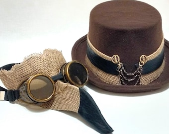 Long Nose Plague Dostor Mask & Hat Steampunk Style