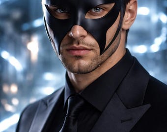 Men's Full Grain Leather Masquerade Mask – Futuristic Venetian Gala Halloween Costume