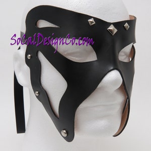 Mens Masquerade Mask Black Leather Mask Halloween Mask Masquerade Mask Leather Masks Venetian Mask Black Leather Mask image 1