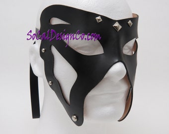 Mens Masquerade Mask - Black - Leather Mask - Halloween Mask - Masquerade Mask - Leather Masks – Venetian Mask – Black Leather Mask