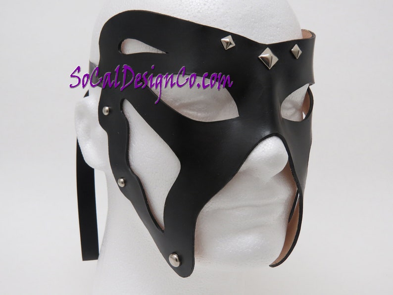 Mens Masquerade Mask Black Leather Mask Halloween Mask Masquerade Mask Leather Masks Venetian Mask Black Leather Mask image 1