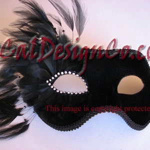 Black Velvet & Feather Masquerade Mask