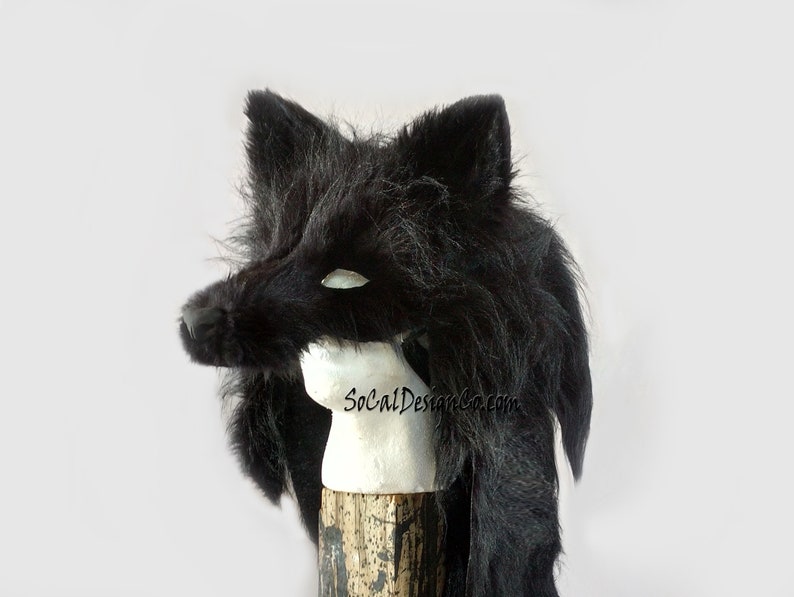 Wolf Masquerade Mask Custom Wolf Mask Black Wolf Mask Realistic Wolf Mask Commissioned Wolf Mask Wolf Costume Mask Halloween Mask