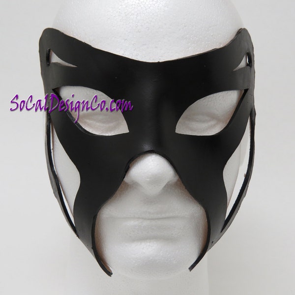 Herren Maskerade Maske - Schwarz - Leder Maske - Halloween Maske - Maskerade Maske - Leder Masken – Venezianische Maske – Schwarze Leder Maske