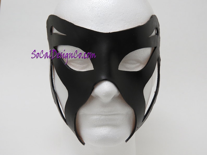 Mens Masquerade Mask Black Leather Mask Halloween Mask Etsy