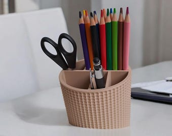 GravityDock Pen Holder – Slanted 3D Pen Holder with Textured Texture | Stylish Desk Organizer