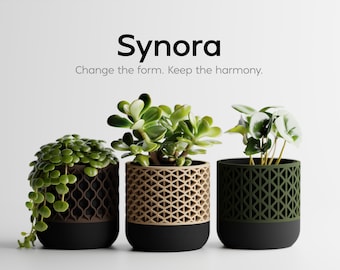 Japandi Planter Set of 3 | Modern 3D Printed Plant Pot | Minimalist Ribbed Flower Pot | Indoor Decor Synora