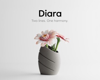 Minimalist 3D printed vase | Designer flower vase with double lines | Modern matte decorative vase | Diara