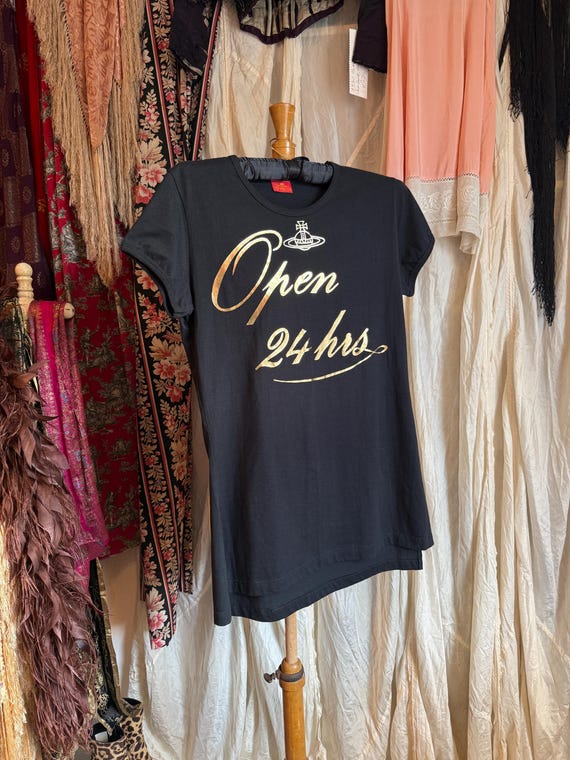 Vivienne Westwood, VINTAGE 1990s Vivienne Westwood "Open 24hrs" Mini T-Shirt Dress