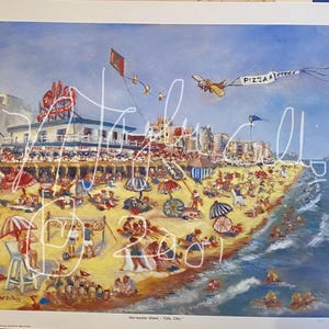 Delaware Folk Art by N Taylor Collins featuring Rehoboth Beach 16x20&quot; Limited Edition Print -&quot;Nor&#39;Easter Wake&quot; with Dolle&#39;s on Boardwalk