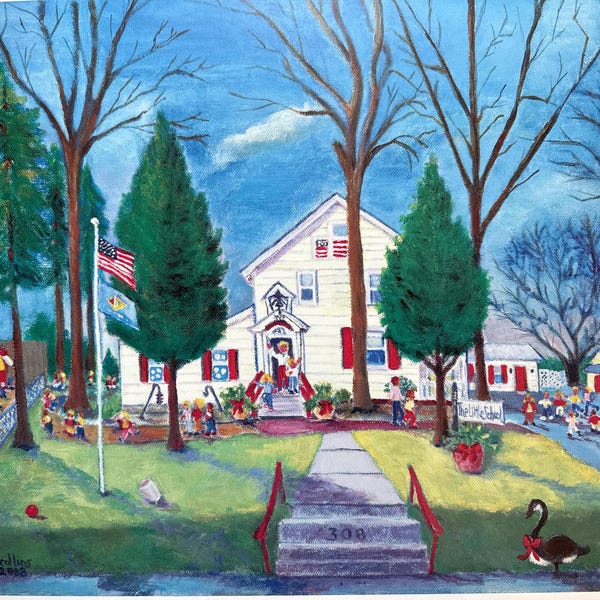 Limited Folk Art Edition Print "The Little School Rules"