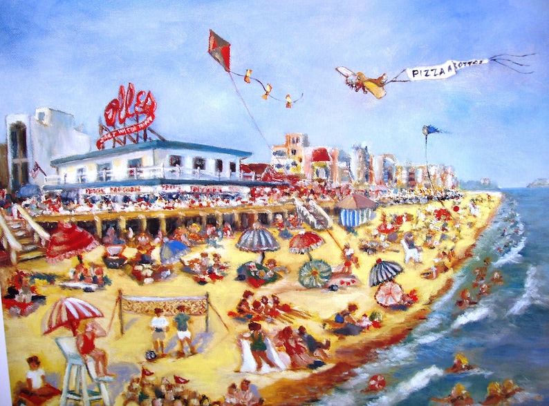 Delaware Folk Art by N Taylor Collins Featuring Rehoboth Beach 16x20